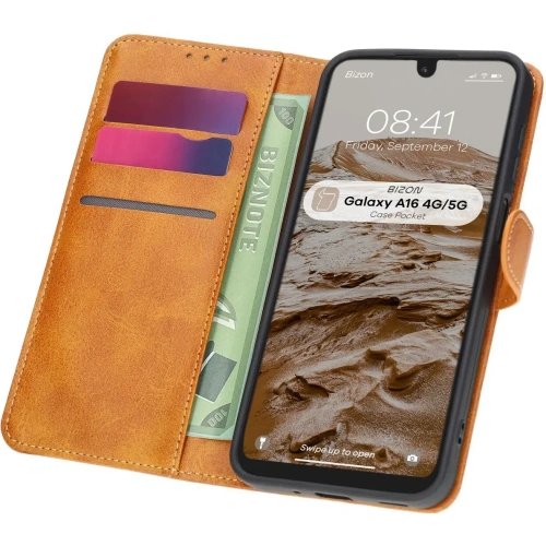 Etui z klapką Bizon Case Pocket do Samsung Galaxy A16 4G/5G brązowe