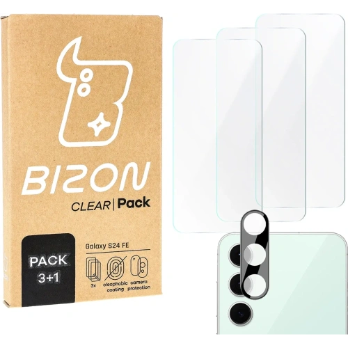 3x Szkło na ekran + szkło na aparat Bizon Clear do Samsung Galaxy S24 FE