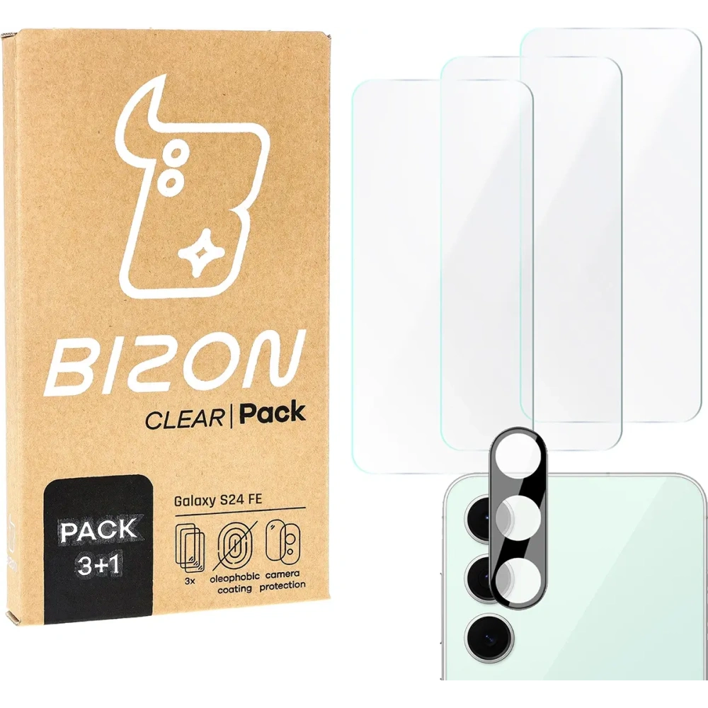 Hurtownia GSM - Bizon Clear 3x Bildschirmglas + Kameraglas Samsung Galaxy S24 FE - BIZ6862 - {ean13} - Hurt