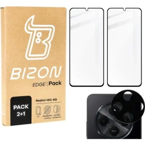 Wholesale Bizon Edge 2x tempered screen glass with frame + camera glass Xiaomi Redmi 14C 4G - BIZ6874 - {ean13} - Hurt