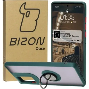 Hurtownia GSM - Bizon Case Hybrid Ring Motorola Edge 50 Fusion fumuriu cu un cadru verde închis - BIZ6880 - {ean13} - Hurt