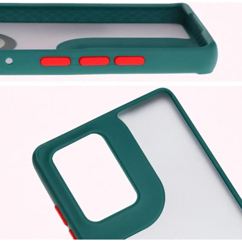 Etui z uchwytem na palec Bizon Case Hybrid Ring do Motorola Edge 50 Fusion przydymione z ciemnozieloną ramką