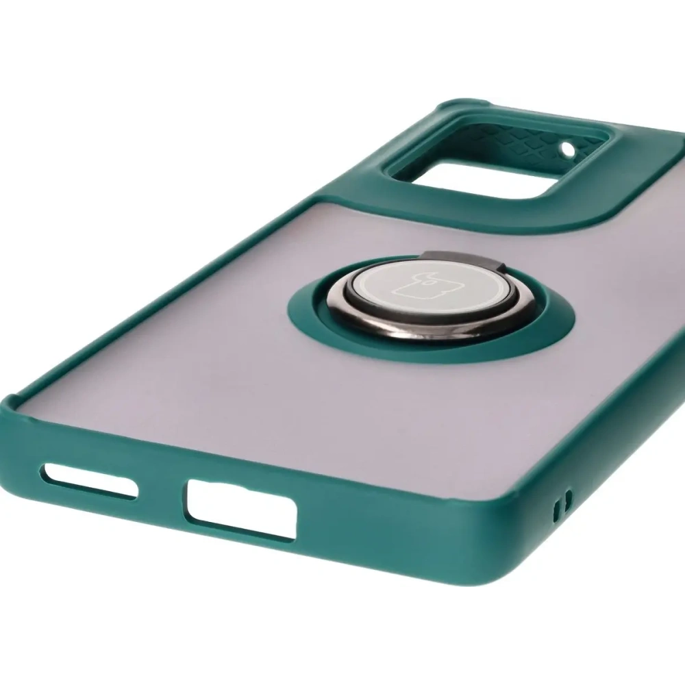Hurtownia GSM - Bizon Case Hybrid Ring Motorola Edge 50 Fusion fumuriu cu un cadru verde închis - BIZ6880 - {ean13} - Hurt