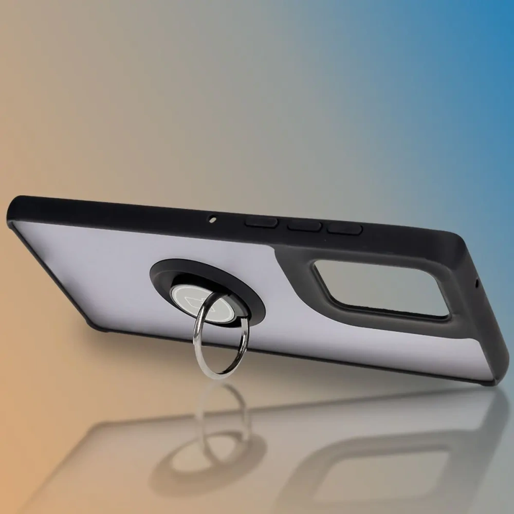 Hurtownia GSM - Etui z uchwytem na palec Bizon Case Hybrid Ring do Motorola Edge 50 Fusion przydymione z czarną ramką - BIZ6881 - {ean13} - Hurt