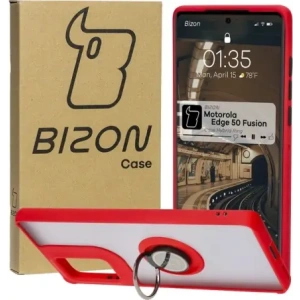 Wholesale Bizon Case Hybrid Ring Motorola Edge 50 Fusion smoky with a red frame - BIZ6882 - {ean13} - Hurt