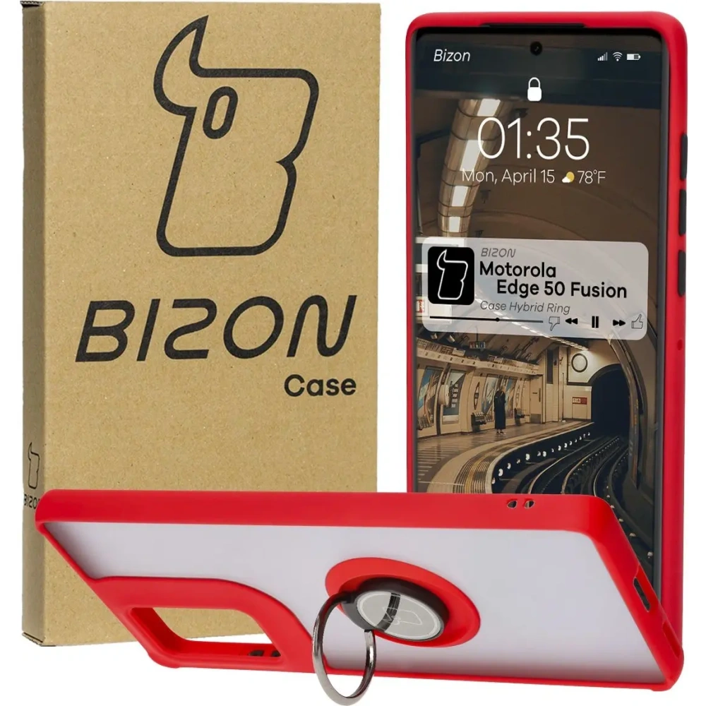 Hurtownia GSM - Husa hibridă Bizon pentru Motorola Edge 50 Fusion, fumurie cu un cadru roșu. - BIZ6882 - {ean13} - Hurt