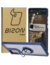 Caz Bizon Hybrid Ring Motorola Edge 50 Fusion fumuriu cu un cadru albastru închis