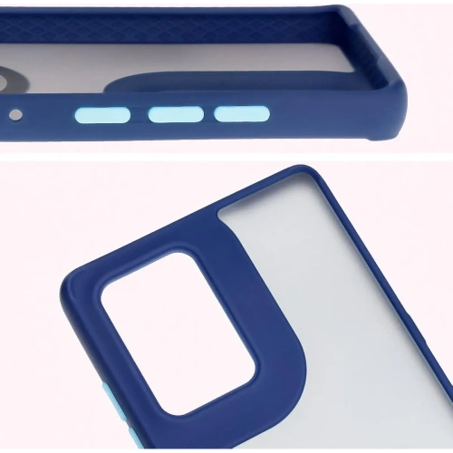 Etui z uchwytem na palec Bizon Case Hybrid Ring do Motorola Edge 50 Fusion przydymione z granatową ramką