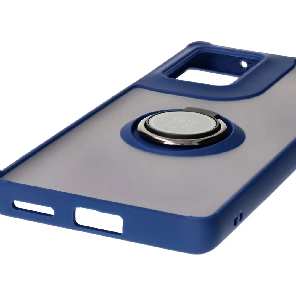 Wholesale Bizon Case Hybrid Ring Motorola Edge 50 Fusion smoky with a navy blue frame - BIZ6883 - {ean13} - Hurt