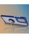 Etui s úchytem na prst Bizon Case Hybrid Ring pro Motorola Edge 50 Fusion kouřové s modrým rámem