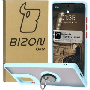 Hurtownia GSM - Caz Bison Hybrid Ring Motorola Edge 50 Fusion fumuriu cu un cadru de culoare albastru deschis - BIZ6884 - {ean13} - Hurt