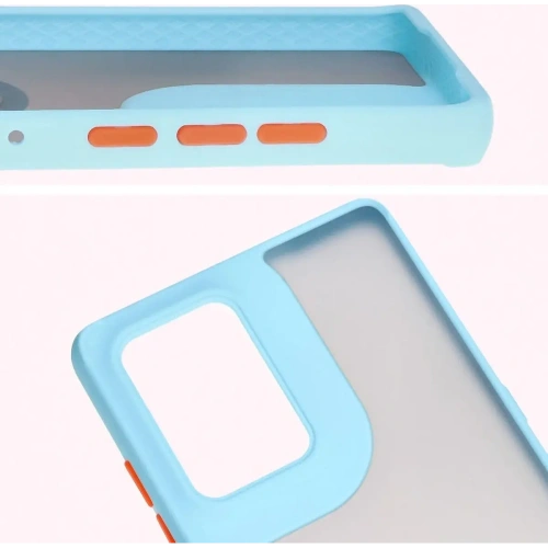 Etui z uchwytem na palec Bizon Case Hybrid Ring do Motorola Edge 50 Fusion przydymione z jasnoniebieską ramką