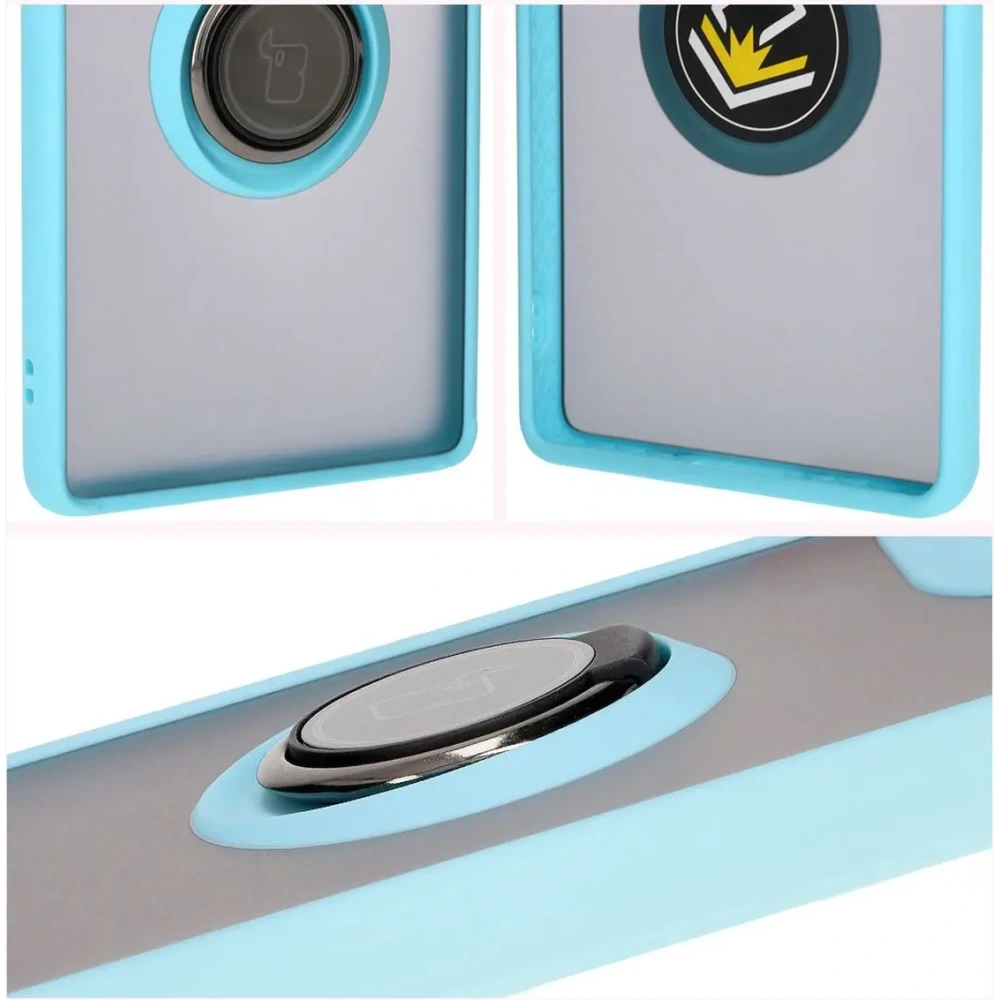 Hurtownia GSM - Etui z uchwytem na palec Bizon Case Hybrid Ring do Motorola Edge 50 Fusion przydymione z jasnoniebieską ramką - BIZ6884 - {ean13} - Hurt