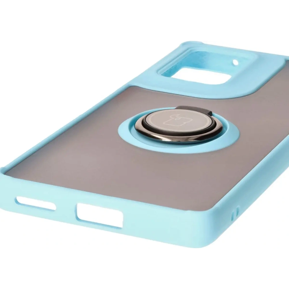 Hurtownia GSM - Etui z uchwytem na palec Bizon Case Hybrid Ring do Motorola Edge 50 Fusion przydymione z jasnoniebieską ramką - BIZ6884 - {ean13} - Hurt