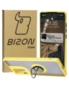 Etui z uchwytem na palec Bizon Case Hybrid Ring do Motorola Edge 50 Fusion przydymione z żółtą ramką