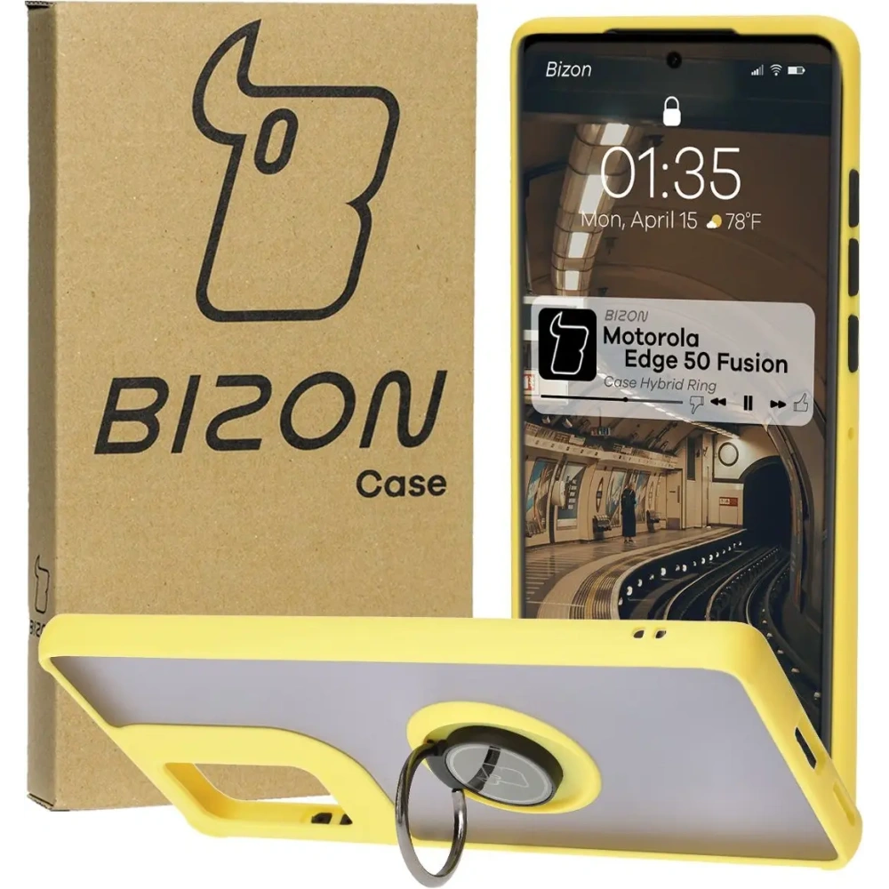 Hurtownia GSM - Bizon Hybrid Ring tok Motorola Edge 50 Fusion füstös színben, sárga kerettel - BIZ6885 - {ean13} - Hurt