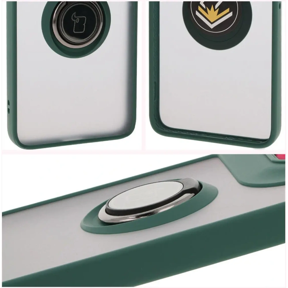 Hurtownia GSM - Etui z uchwytem na palec Bizon Case Hybrid Ring do Motorola Edge 50 Neo przydymione z ciemnozieloną ramką - BIZ6886 - {ean13} - Hurt