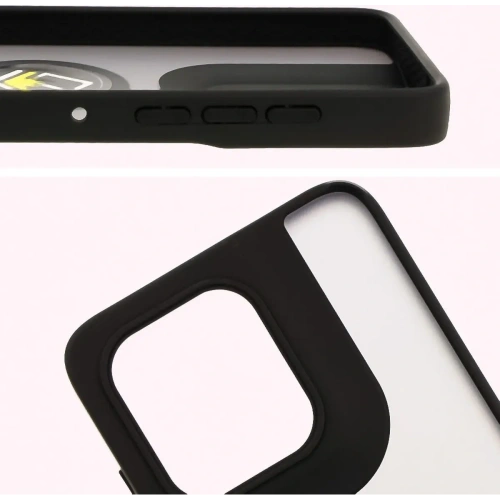 Etui z uchwytem na palec Bizon Case Hybrid Ring do Motorola Edge 50 Neo przydymione z czarną ramką