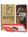 Etui z uchwytem na palec Bizon Case Hybrid Ring do Motorola Edge 50 Neo przydymione z czerwoną ramką