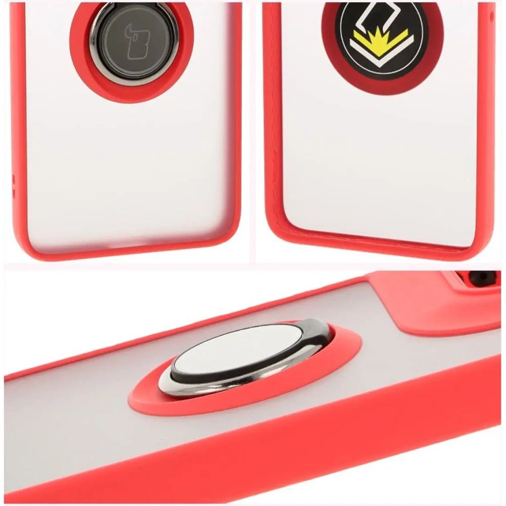 Wholesale Bizon Case Hybrid Ring Motorola Edge 50 Neo smoky with a red frame - BIZ6888 - {ean13} - Hurt