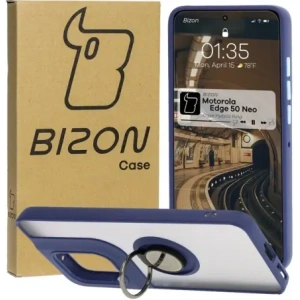 Hurtownia GSM - Bizon Case Hybrid Gyűrű Motorola Edge 50 Neo füstös színben, tengerészkék kerettel - BIZ6889 - {ean13} - Hurt