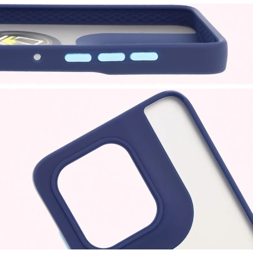 Etui z uchwytem na palec Bizon Case Hybrid Ring do Motorola Edge 50 Neo przydymione z granatową ramką