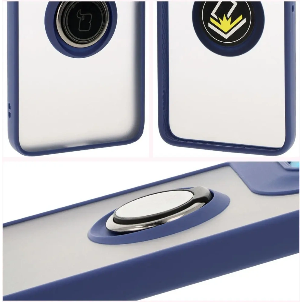 Hurtownia GSM - Etui z uchwytem na palec Bizon Case Hybrid Ring do Motorola Edge 50 Neo przydymione z granatową ramką - BIZ6889 - {ean13} - Hurt