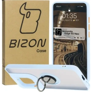 Hurtownia GSM - Bizon Case Hybrid Gyűrű Motorola Edge 50 Neo füstös színben, világoskék kerettel. - BIZ6890 - {ean13} - Hurt