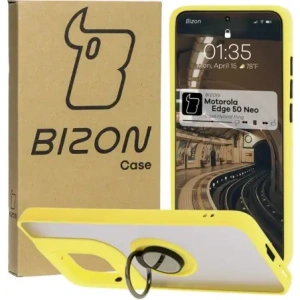 Hurtownia GSM - Bizon Case Hybrid Gyűrű Motorola Edge 50 Neo füstös színben sárga kerettel - BIZ6891 - {ean13} - Hurt