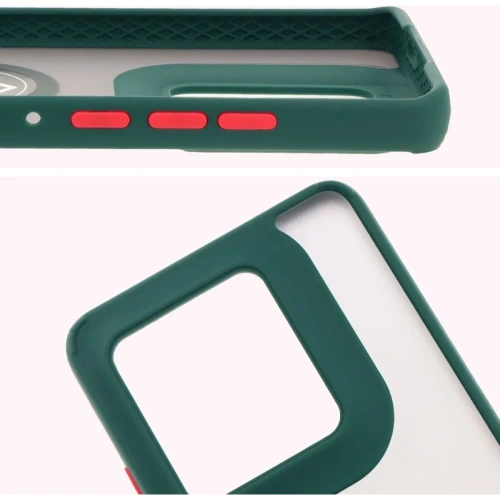 Etui z uchwytem na palec Bizon Case Hybrid Ring do Motorola Edge 50 Ultra przydymione z ciemnozieloną ramką