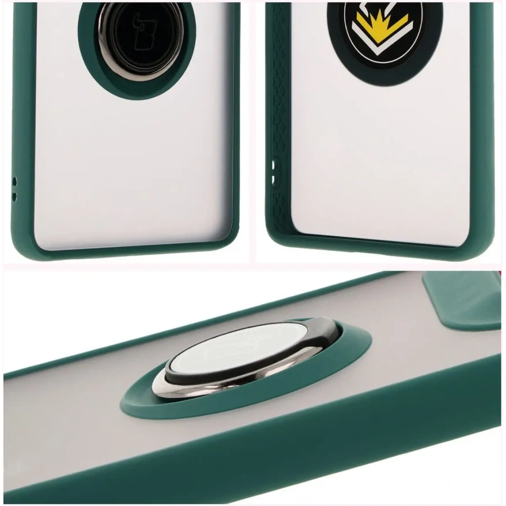 Wholesale Bizon Case Hybrid Ring Motorola Edge 50 Ultra smoky with a dark green frame - BIZ6892 - {ean13} - Hurt