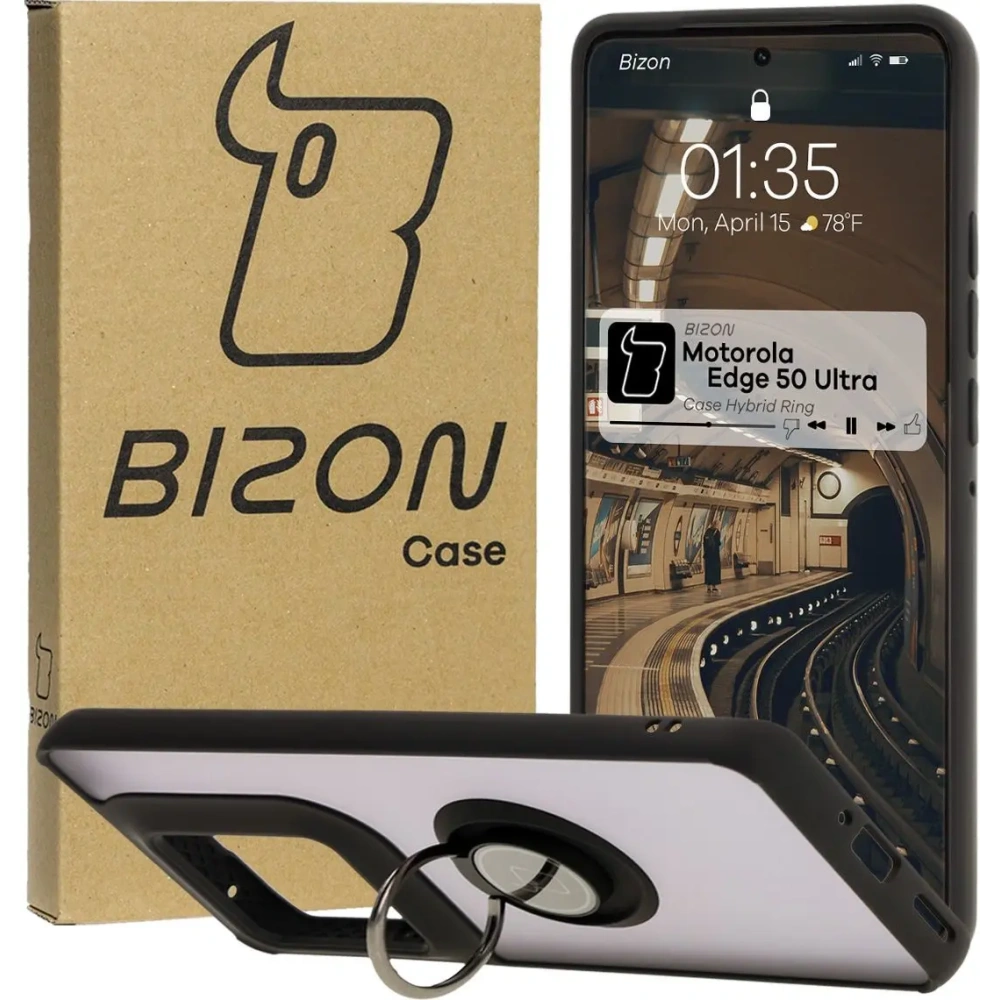 Hurtownia GSM - Bizon Case Hybrid Ring Motorola Edge 50 Ultra rauchig mit einem schwarzen Rahmen - BIZ6893 - {ean13} - Hurt