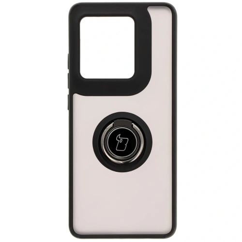 Etui z uchwytem na palec Bizon Case Hybrid Ring do Motorola Edge 50 Ultra przydymione z czarną ramką