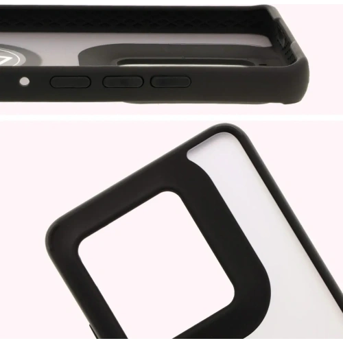 Etui z uchwytem na palec Bizon Case Hybrid Ring do Motorola Edge 50 Ultra przydymione z czarną ramką