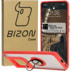 Hurtownia GSM - Bizon Case Hybrid Ring Motorola Edge 50 Ultra rauchig mit einem roten Rahmen - BIZ6894 - {ean13} - Hurt