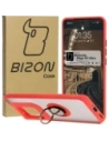Caz Bizon Hybrid Ring Motorola Edge 50 Ultra fumuriu cu un cadru roșu