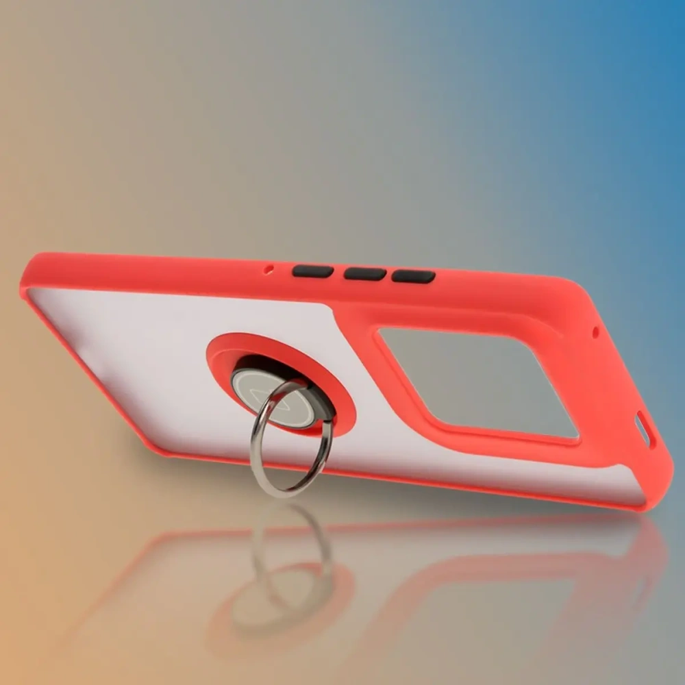 Wholesale Bizon Case Hybrid Ring Motorola Edge 50 Ultra smoky with a red frame - BIZ6894 - {ean13} - Hurt