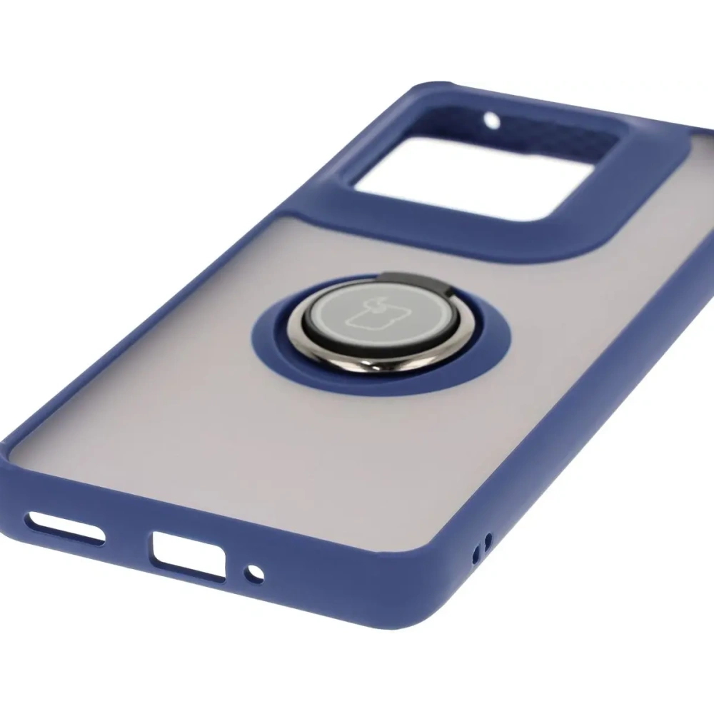 Hurtownia GSM - Bizon Case Hybrid Ring Motorola Edge 50 Ultra fumuriu cu un cadru albastru marin - BIZ6895 - {ean13} - Hurt