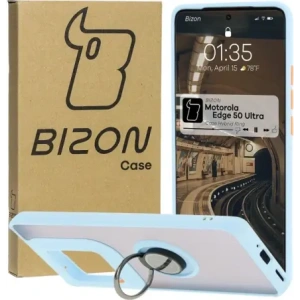 Hurtownia GSM - Bizon Case Hybrid Ring Motorola Edge 50 Ultra fumuriu cu un cadru bleu deschis - BIZ6896 - {ean13} - Hurt