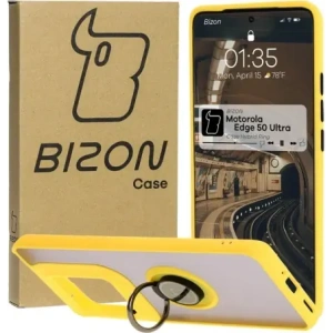 Hurtownia GSM - Bizon Case Hybrid Ring Motorola Edge 50 Ultra fumuriu cu un cadru galben - BIZ6897 - {ean13} - Hurt