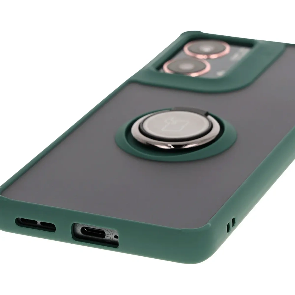 Wholesale Bizon Case Hybrid Ring Motorola Moto G85 5G smoky with a dark green frame - BIZ6898 - {ean13} - Hurt