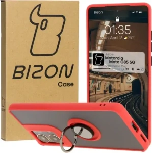 Hurtownia GSM - Bizon Case Hybrid Ring Motorola Moto G85 5G rauchig mit einem roten Rahmen - BIZ6899 - {ean13} - Hurt