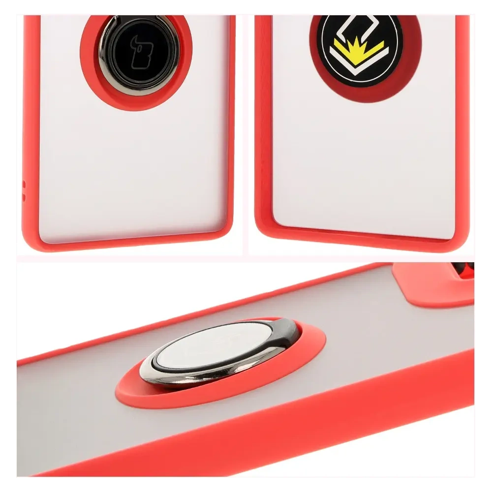 Hurtownia GSM - Bizon Case Hybrid Ring Motorola Moto G85 5G rauchig mit einem roten Rahmen - BIZ6899 - {ean13} - Hurt