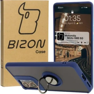 Hurtownia GSM - Bizon Case Hybrid Ring Motorola Moto G85 5G rauchig mit einem marineblauen Rahmen - BIZ6900 - {ean13} - Hurt