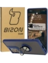 Bizon Case Hybrid Ring Motorola Moto G85 5G rauchig mit einem marineblauen Rahmen