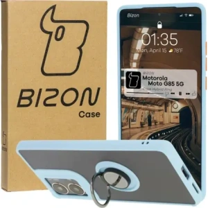 Hurtownia GSM - Bizon Case Hybrid Gyűrű Motorola Moto G85 5G füstös, világoskék kerettel - BIZ6901 - {ean13} - Hurt