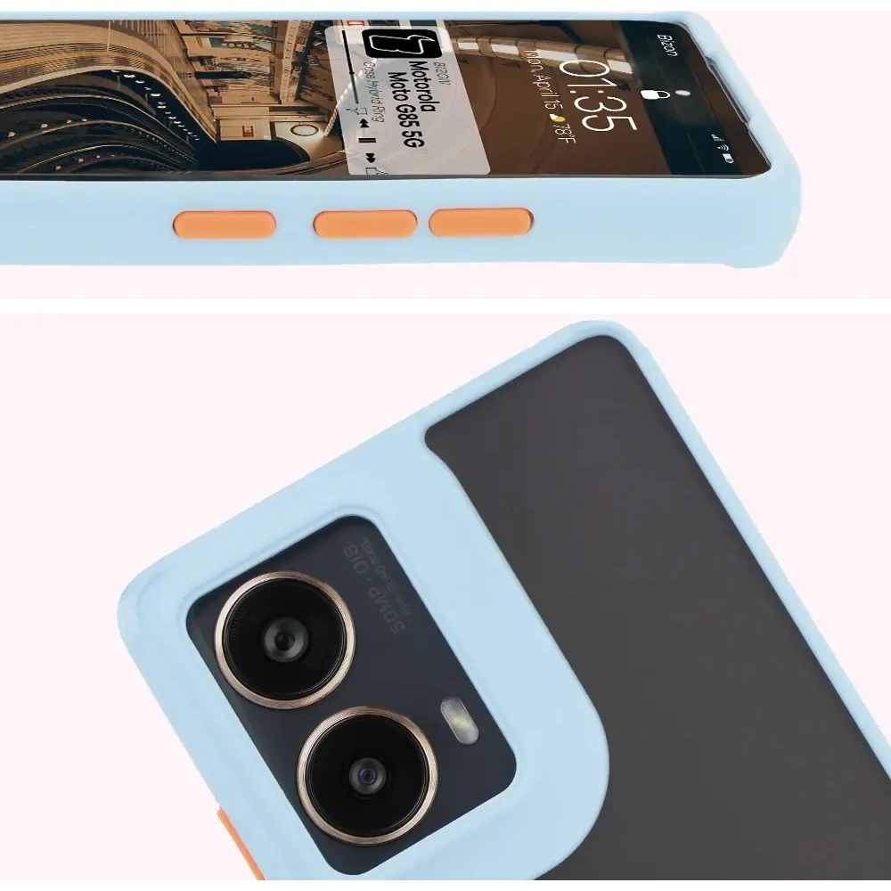 Hurtownia GSM - Bizon Case Hybrid Ring Motorola Moto G85 5G rauchig mit einem hellblauen Rahmen - BIZ6901 - {ean13} - Hurt