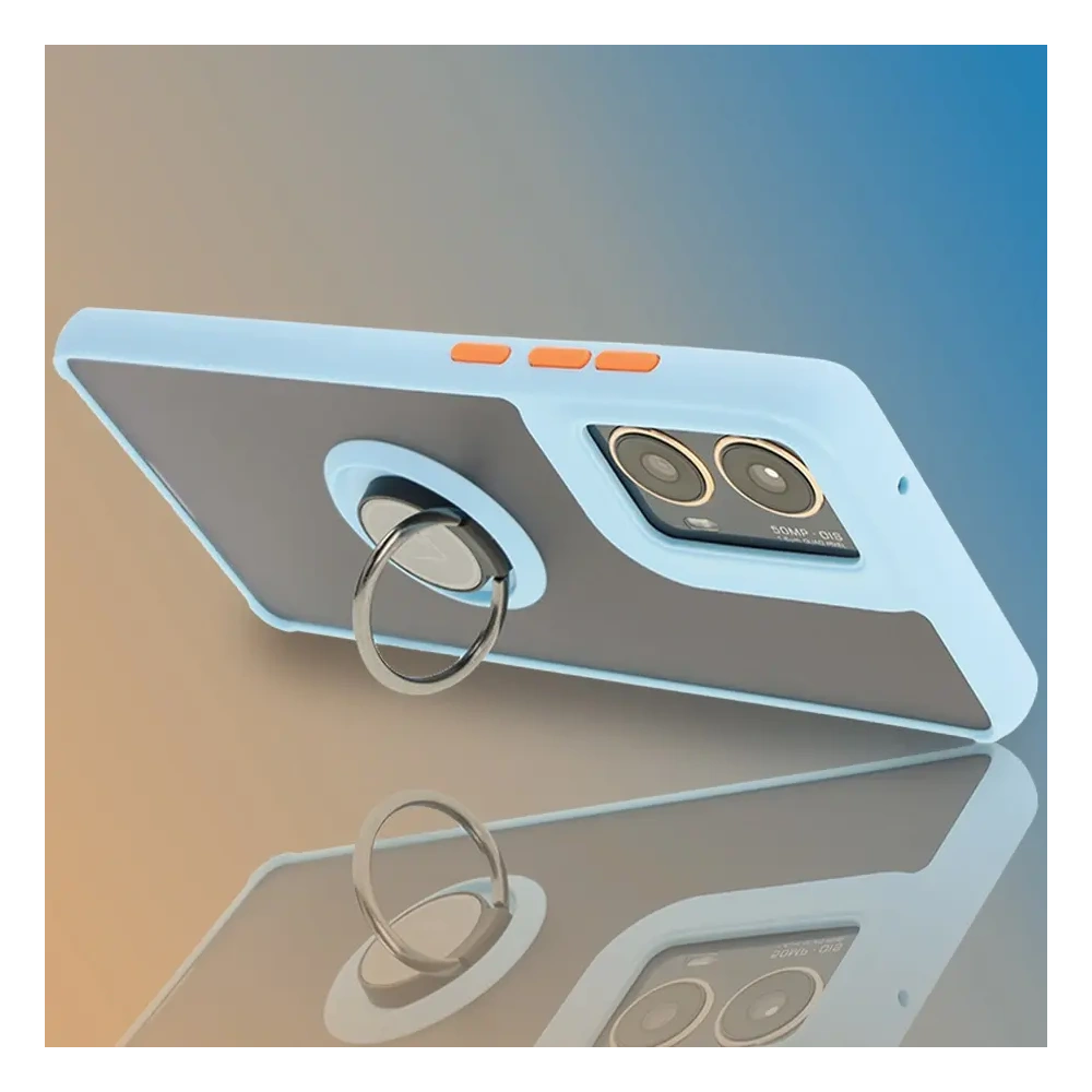 Wholesale Bizon Case Hybrid Ring Motorola Moto G85 5G smoky with a light blue frame - BIZ6901 - {ean13} - Hurt