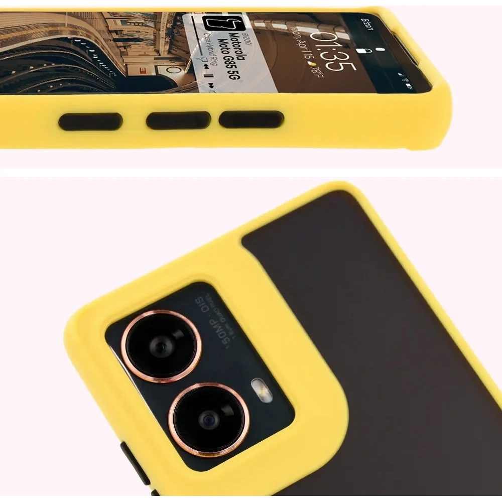 Hurtownia GSM - Bizon Case Hybrid Ring Motorola Moto G85 5G fumuriu cu un cadru galben - BIZ6902 - {ean13} - Hurt