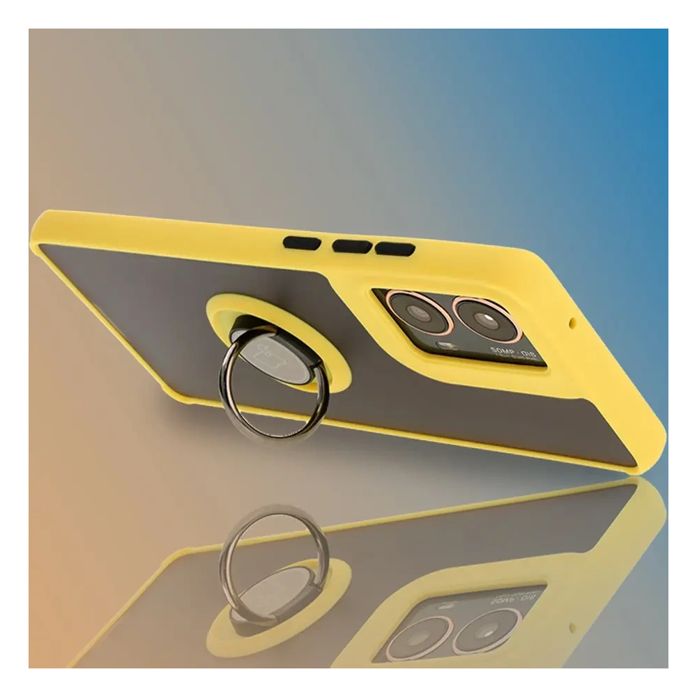Hurtownia GSM - Bizon Case Hybrid Ring Motorola Moto G85 5G fumuriu cu un cadru galben - BIZ6902 - {ean13} - Hurt